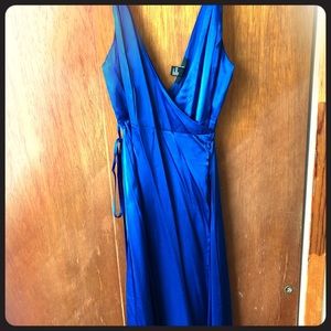 Royal blue satin wrap dress - Never worn